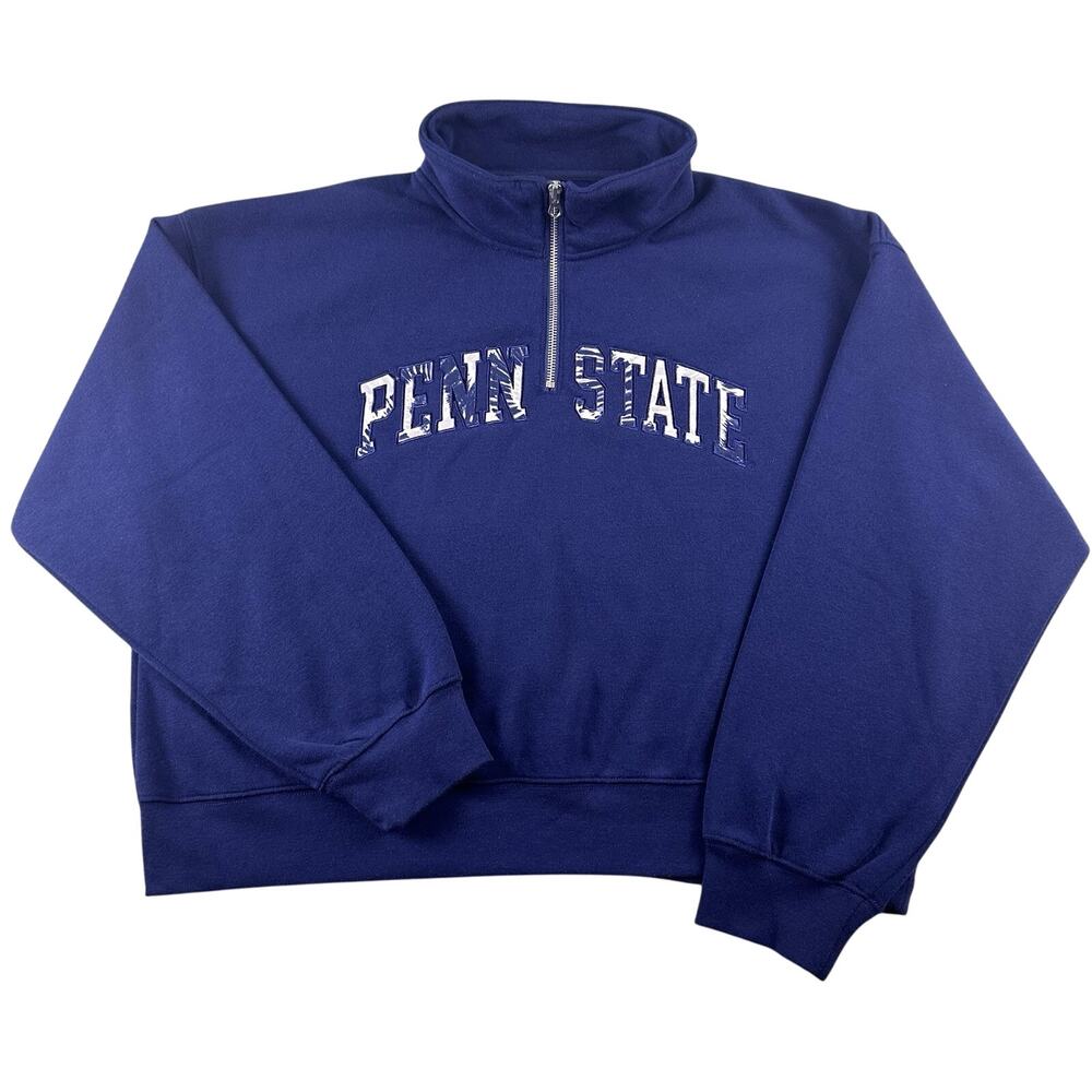 Penn State Women’s 2X Cropped 1/4 Zip‎ Navy Pullover Hoodie NWT